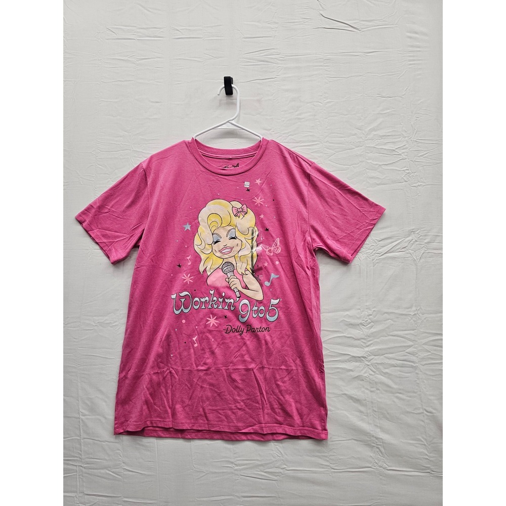 Dolly Parton Womens Graphic T-Shirt Pink Cotton Blend Casual Size Medium